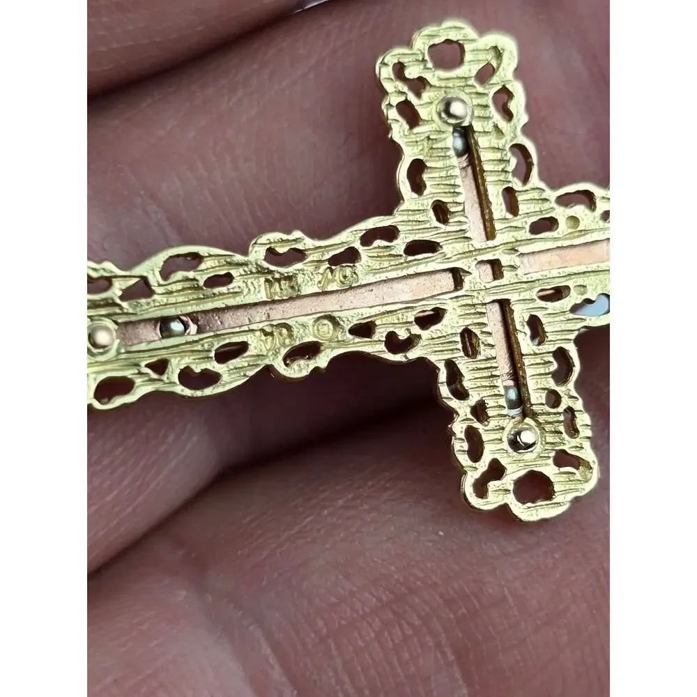 Michael Anthony 14k Tri-Color Gold Cross Crucifix 4.4g. large bale for chain